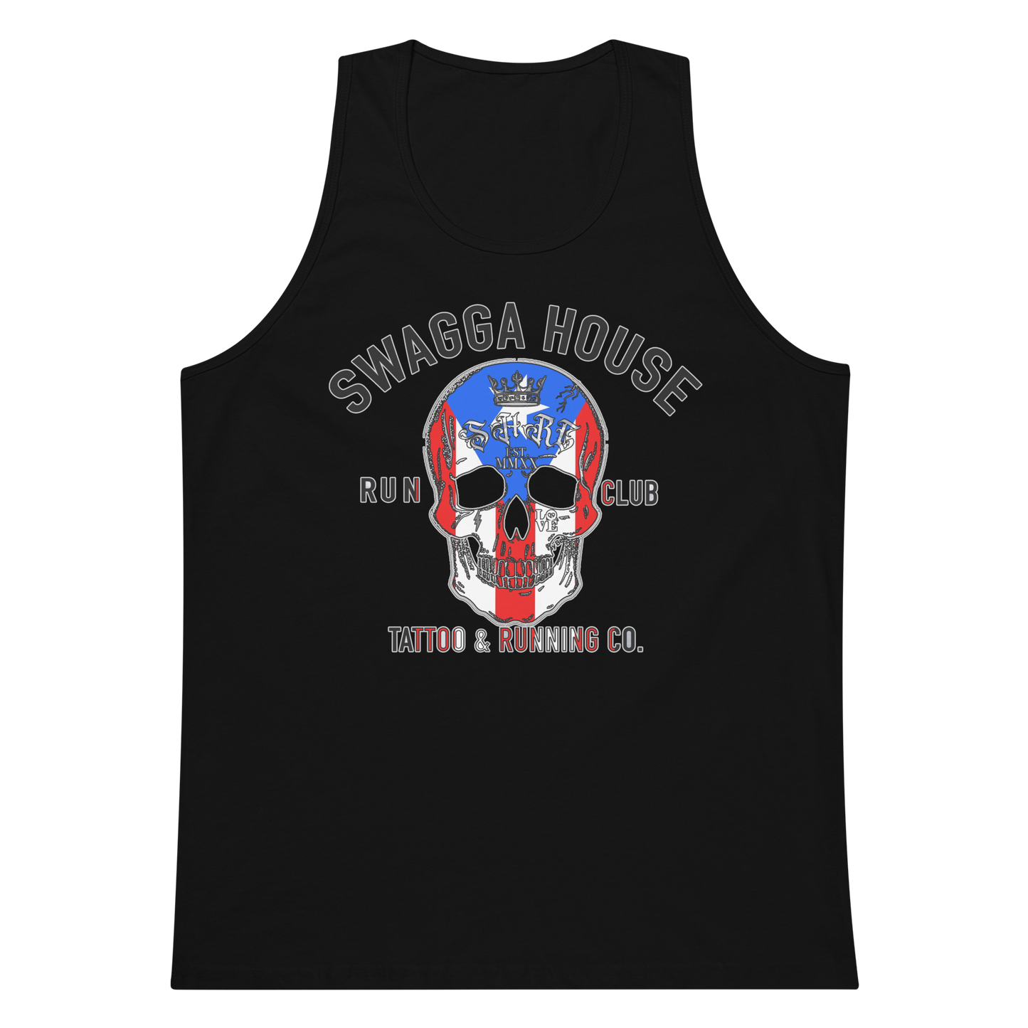 PR SKULL TATTOO AND RUN CLUB Men’s premium tank top