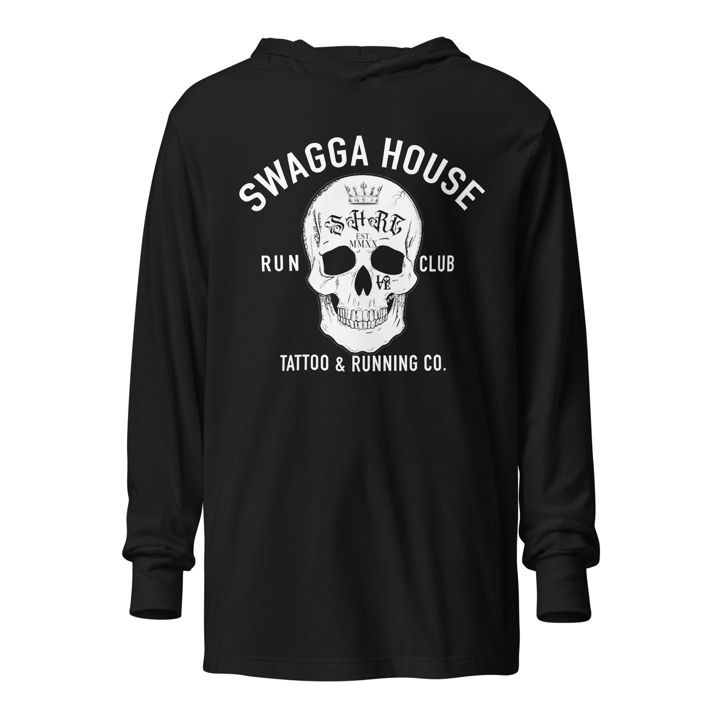 Hooded long-sleeve RUNCLUB SKULL BONEZ shirt
