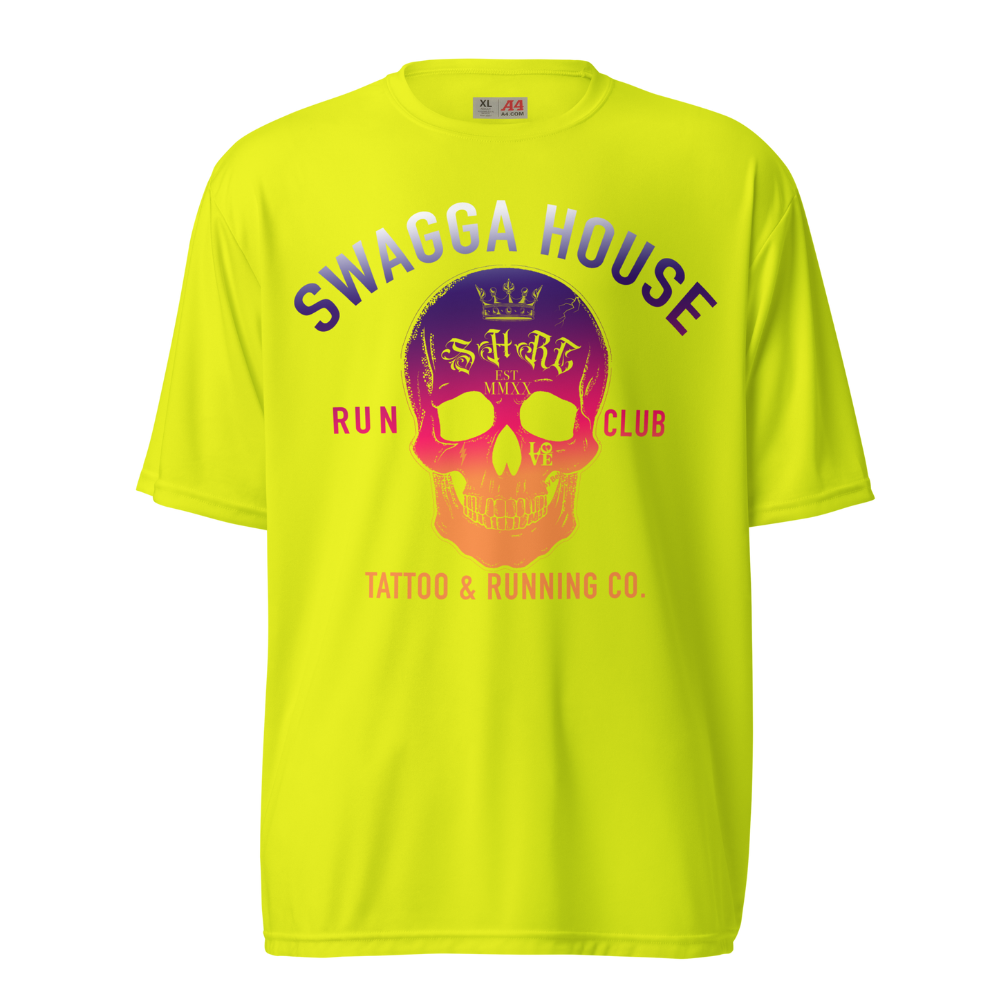 Shrc gradient over size skull tattoo & run club Unisex performance crew neck t-shirt